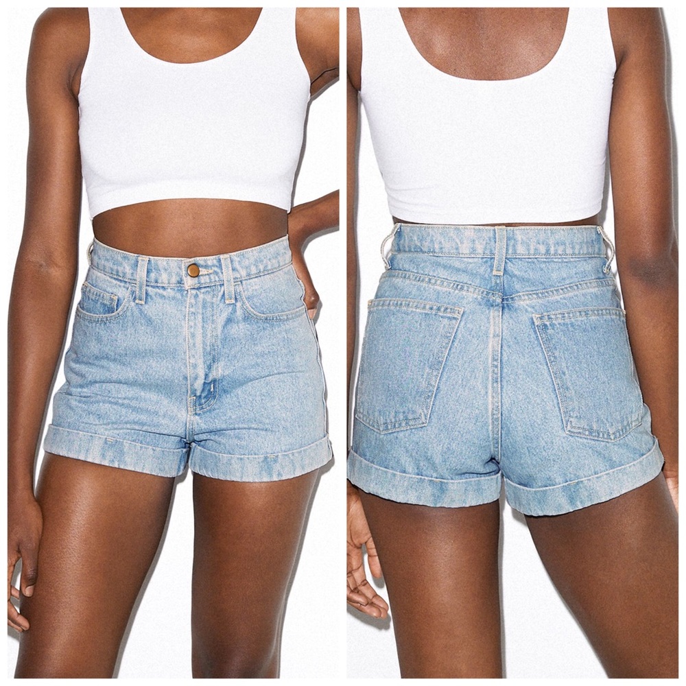 American Apparel Denim High-Waist Cuff Short